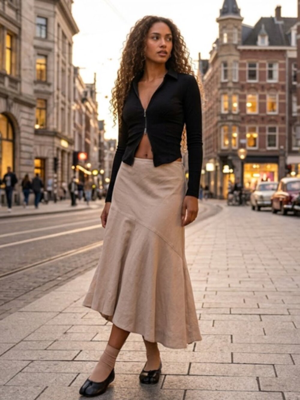 NIC+ZOE asymmetric skirt SZ 12 52% Linen 48% Rayon